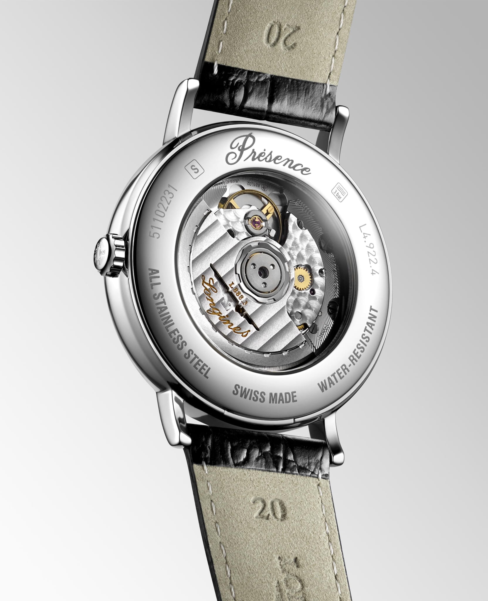 Longines Longines Presence L4.922.4.11.2 мужские часы белый циферблат на запястье